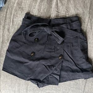 Paper bag waist navy scort